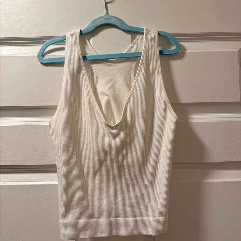 JoyLab White Ribbed Tank Top - Picture 4 of 6